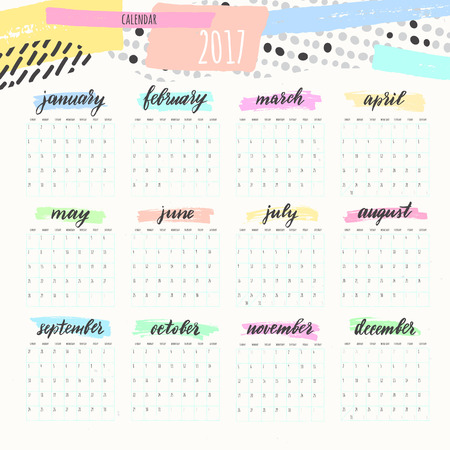 Vector calendar 2017. Artistic design month in color. Art creative illustration.のイラスト素材