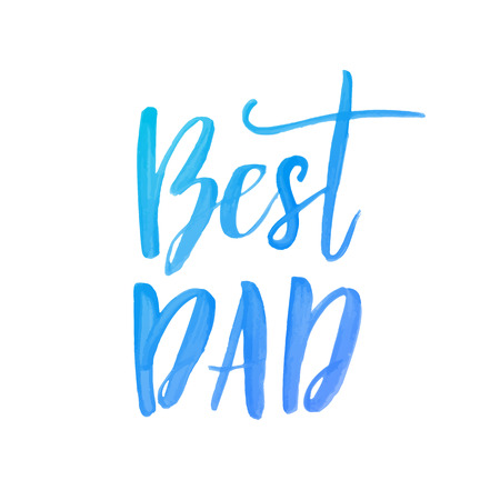 Father Day Best Dad vector greeting card. Hand drawn lettering title.のイラスト素材