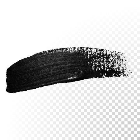 Ink black watercolor brush stroke. Polish splash line trace. Abstract shape oil tar paint smear dab on transparent background.のイラスト素材