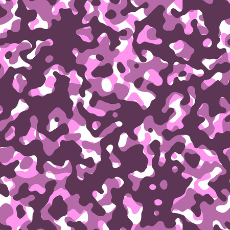 Camouflage vector seamless pattern. Abstract pink camouflage background illustration. Woodland camo rough spotted pattern. Army military camouflage uniform clothes.のイラスト素材