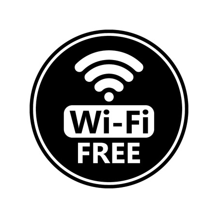 Free wifi icon sticker. Vector black wifi sign. Wireless Network icon for wlan free access designのイラスト素材