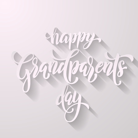 Happy Grandparents Day classic lettering for grandfather, grandmother greeting card. Hand drawn vector freehand calligraphy on white bannerのイラスト素材