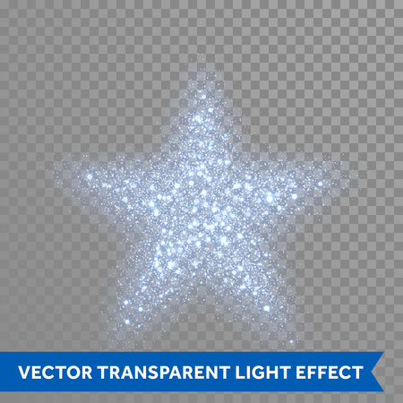 Blue glitter particles in star shape. Sparkling diamond texture. Star dust glittering sparks in explosion on transparent christmas background. Vector christmas new year greeting cardのイラスト素材