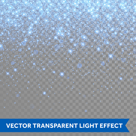 Vector neon blue glitter particles background effect for luxury greeting rich card. Sparkling snow flakes texture. Star dust sparks in explosion on transparent background.のイラスト素材