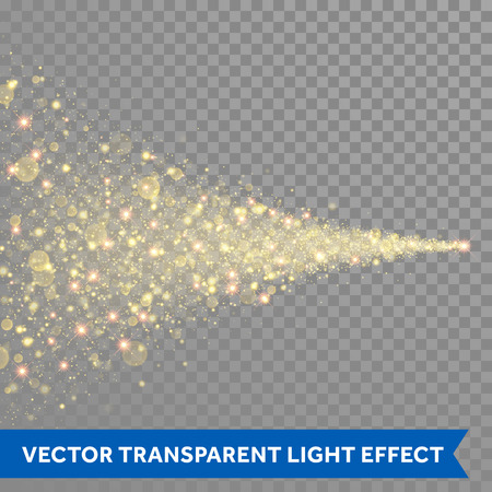 Vector golden sparkling falling star. Stardust trail. Cosmic glittering wave. Gold glittering stars dust trail sparkling particles on transparent background. Space comet tailのイラスト素材