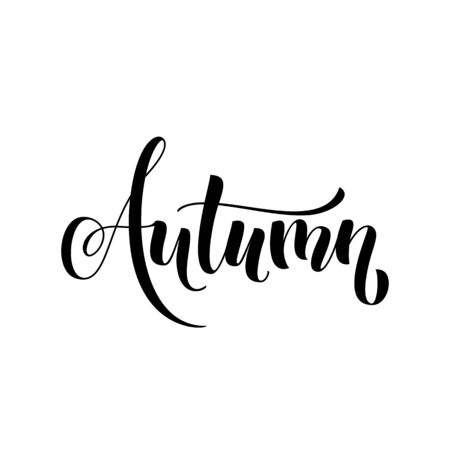 Autumn black lettering. Modern ink calligraphy. Hand drawn fall lettering card design. Autumn text illustrationのイラスト素材