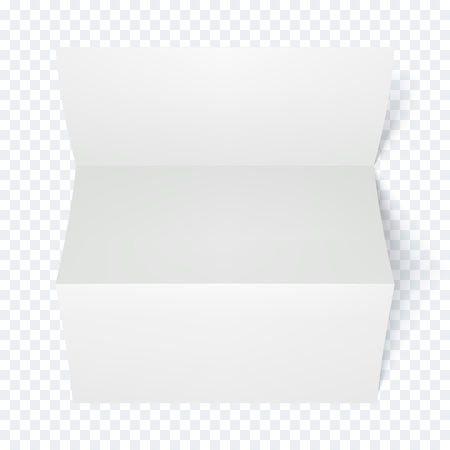 Vector open blank folding paper leaflet. Folded paper shee blank white page. Spreadsheet isolated on transparent backgroundのイラスト素材