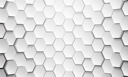 White silver tile of honeycomb shape plates background. White glittering pailettes hexagon texture. Semi spherical tiling luxury fashion background. Snake skin scales interior textureのイラスト素材