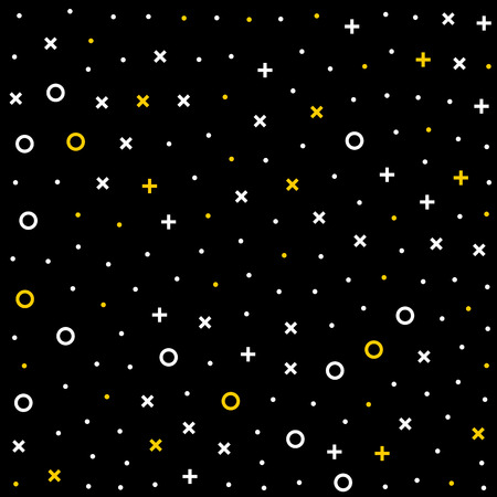 Vector hipster pattern with black and white geometric forms. Line, square, triangle, circle shape seamless . Retro 80s-90s Memphis patternのイラスト素材