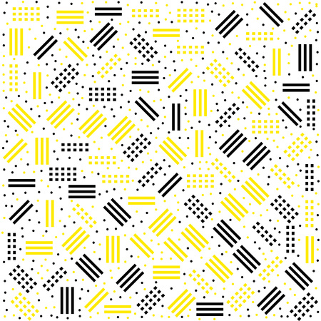 Vector hipster pattern with black and white geometric forms. Line, square, triangle, circle shape seamless . Retro 80s-90s Memphis patternのイラスト素材