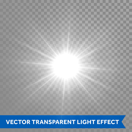 Vector glowing sun light effects. Star sun flash explosion. Ray glow light with lens flare with double haloのイラスト素材