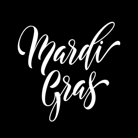 Mardi Gras carnival calligraphy lettering. Fat or Shrove Tuesday in New Orleans celebration text. Sydney Mardi Gras or Australian traditional pride parade masquerade or partyのイラスト素材