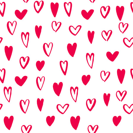 Hearts seamless pattern for Valentine Day greeting card design. Hand drawn vector art. Vector isolated heart love sketch icons by marker or felt-tip pen drawing. Romantic valentines cards symbols setのイラスト素材