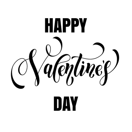 Saint Valentine vector calligraphy text for greeting card with black frame on white background. Valentines day 14 February love congratulation designのイラスト素材