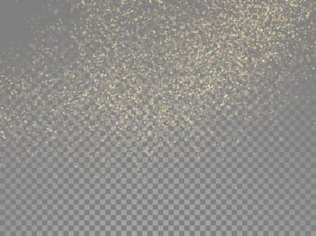 Glitter gold particles light shine effect on transparent vector backgroundのイラスト素材