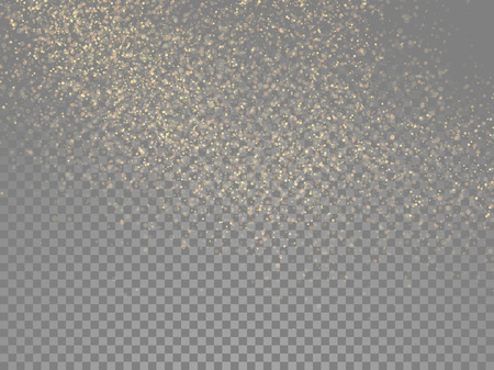 Particles glitter of gold glowing magic shine and star dust on vector transparent backgroundのイラスト素材