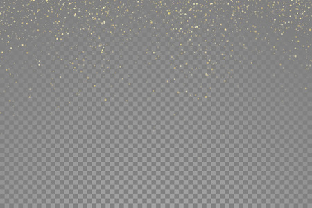 Glitter gold particles light shine effect on transparent vector backgroundのイラスト素材