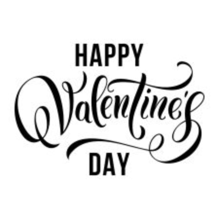 Happy Valentine Day vector greeting card with calligraphy black text on white backgroundのイラスト素材