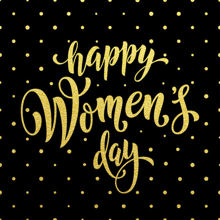 Women Day gold glitter pattern on luxury background for greeting card. 8 March Woman holiday text letteringのイラスト素材