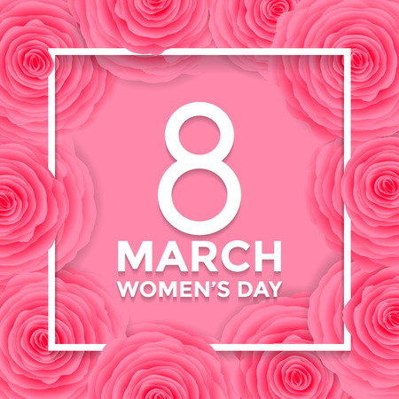 Women Day 8 March text lettering on flowers pattern background for greeting cardのイラスト素材