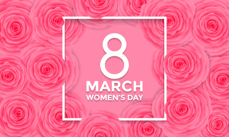 Women Day 8 March text lettering on flowers pattern background for greeting card