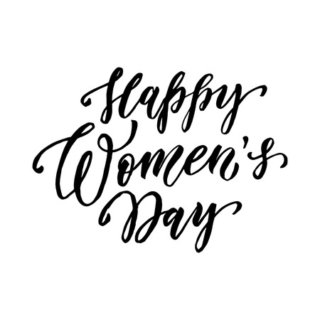 Happy Women Day text lettering. calligraphy for 8 March Woman holiday greeting cardのイラスト素材