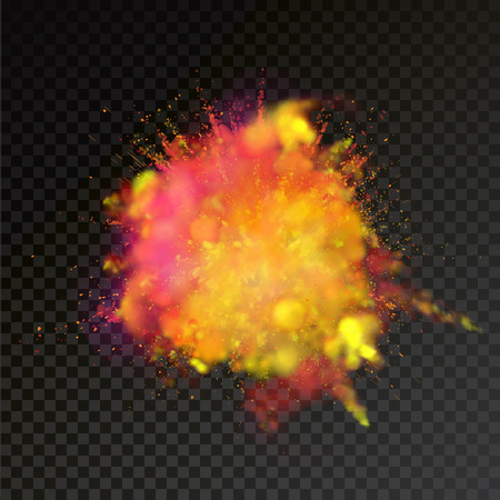 Paint powder explosion on transparent background. Purple dust explode for celebration or holiday design elementのイラスト素材
