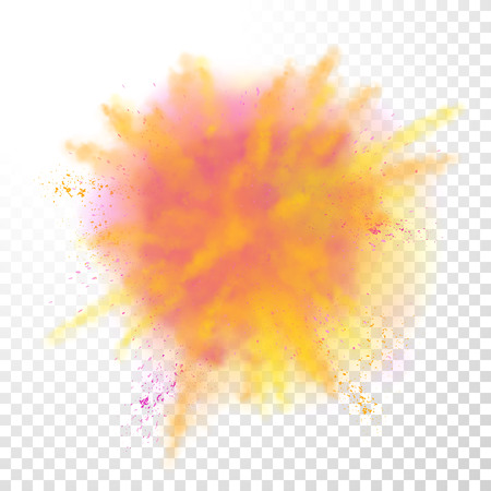 Paint powder explosion on transparent background. Purple dust explode for celebration or holiday design elementのイラスト素材