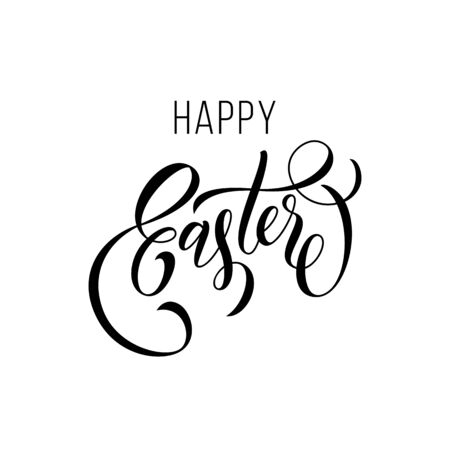Happy Easter text lettering for paschal greeting card. Vector springtime holiday.のイラスト素材