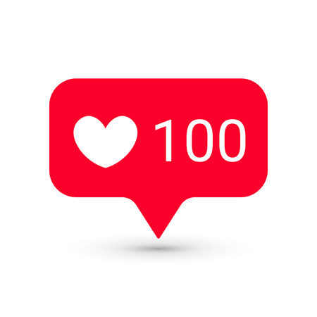 Notifications icons templates. Social network app symbols of heart likes quantity number. Smartphone application messenger interface web notice elementのイラスト素材
