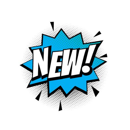 New shopping comic text speech bubble isolated shopping icon template. Sale promo discount sound effect cloud of color phrase lettering element on white backgroundのイラスト素材