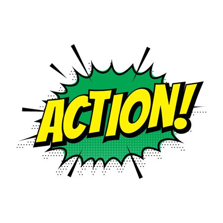 Sale action comic text speech bubble isolated shopping icon template. Sale promo discount sound effect cloud of color phrase lettering element on white backgroundのイラスト素材