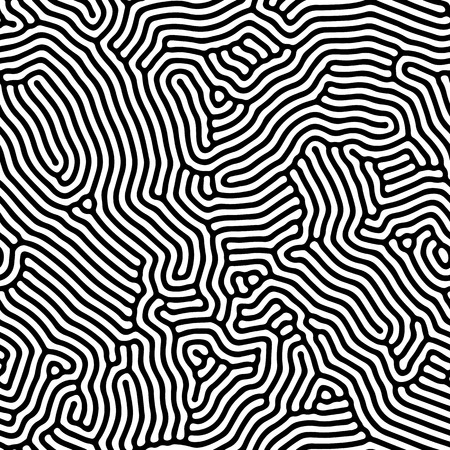 Abstract background of vector organic irregular lines maze pattern. Black and white chaotic designのイラスト素材