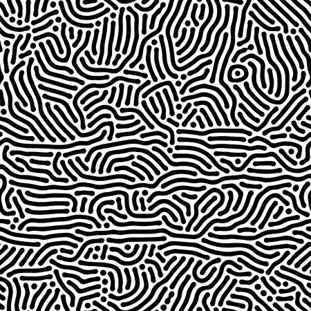 Abstract background of vector organic irregular lines maze pattern. Black and white chaotic designのイラスト素材
