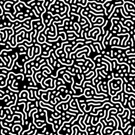 Abstract background of vector organic irregular lines and dots pattern. Black and white chaotic designのイラスト素材