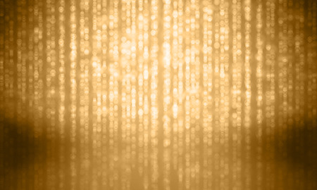 Gold light glitter sparkling effect on vector premium background or stage backdrop. Luxury golden sparkles and defocused shining glow with bokeh shimmerのイラスト素材