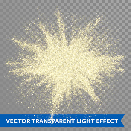 Gold glitter powder explosion. Golden dust and spark particles splash or shimmer burst. Sparkling sequins texture effect on transparent backgroundのイラスト素材