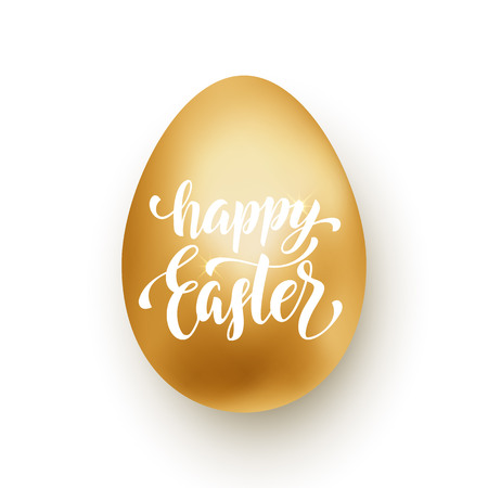 Happy Easter gold glitter egg with easter text.のイラスト素材
