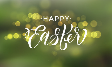 Happy Easter with gold blur bokeh light.のイラスト素材