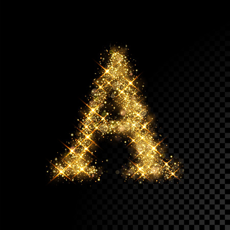 Gold glittering letter A on black backgroundのイラスト素材