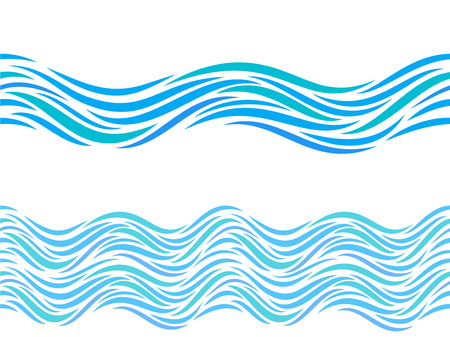 Water waves vector seamless pattern or tattoo ornamentのイラスト素材
