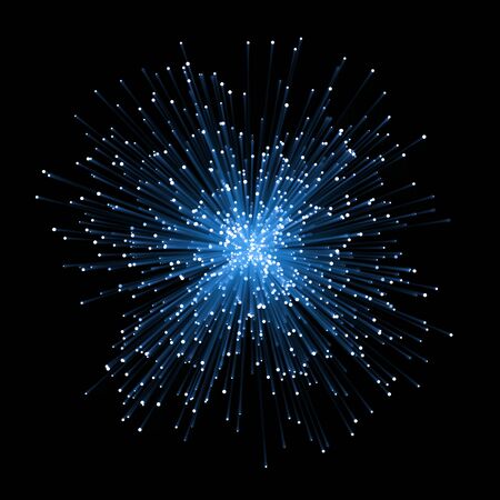 Abstract blue neon fractral outburst flash background with glittering particles and star dust texture.の写真素材