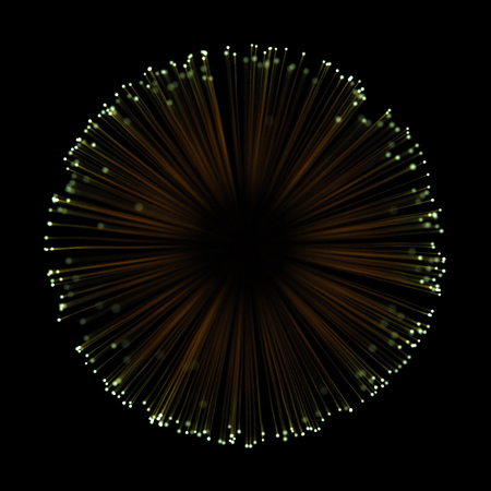 Gold fireworks light effect background for premium product design. Abstract sphere of sunbeam rays with golden star dust particle.の写真素材