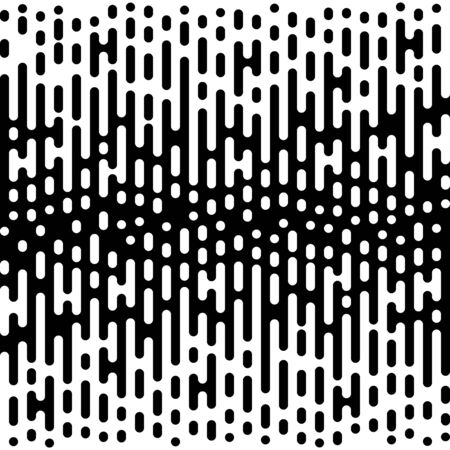 Vector Halftone Transition Abstract Wallpaper Pattern. Black And White Irregular Rounded Lines Background.のイラスト素材