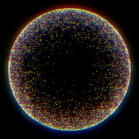 Glittering light background with bright sparkling star dust texture with diamond shine. Circle design with gold placer on black background.の写真素材