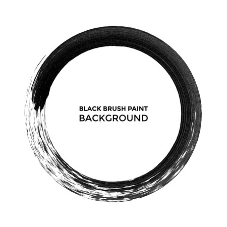 Vector black ink circle paint stroke. Abstract japanese style hand drawn black circle.のイラスト素材