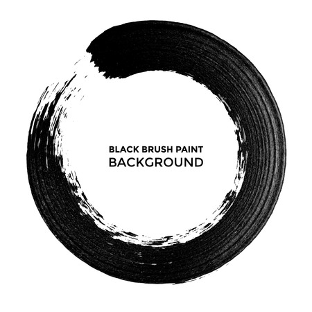 Vector black ink circle paint stroke. Abstract japanese style hand drawn black circle.のイラスト素材