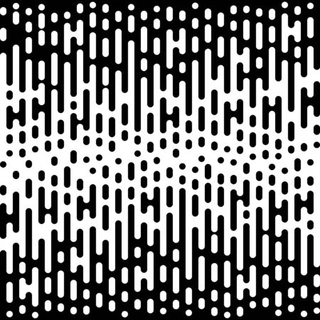 Vector Halftone Transition Abstract Wallpaper Pattern. Black And White Irregular Rounded Lines Background.のイラスト素材