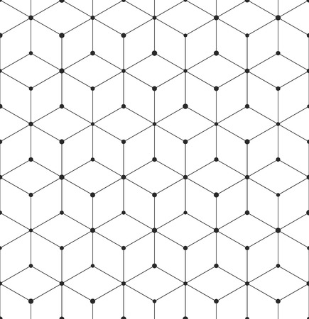 Pattern with abstract geometric cube texture. Seamless vector background of hexagonal cubic elements. Modern black and white simple grid