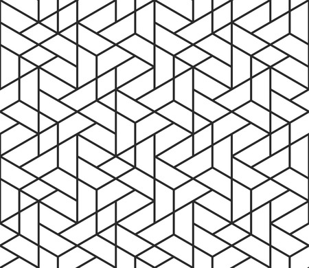 Pattern with abstract geometric cube texture. Seamless vector background of hexagonal cubic elements. Modern black and white simple gridのイラスト素材